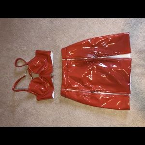 Brand New Vinyl Skirt Set